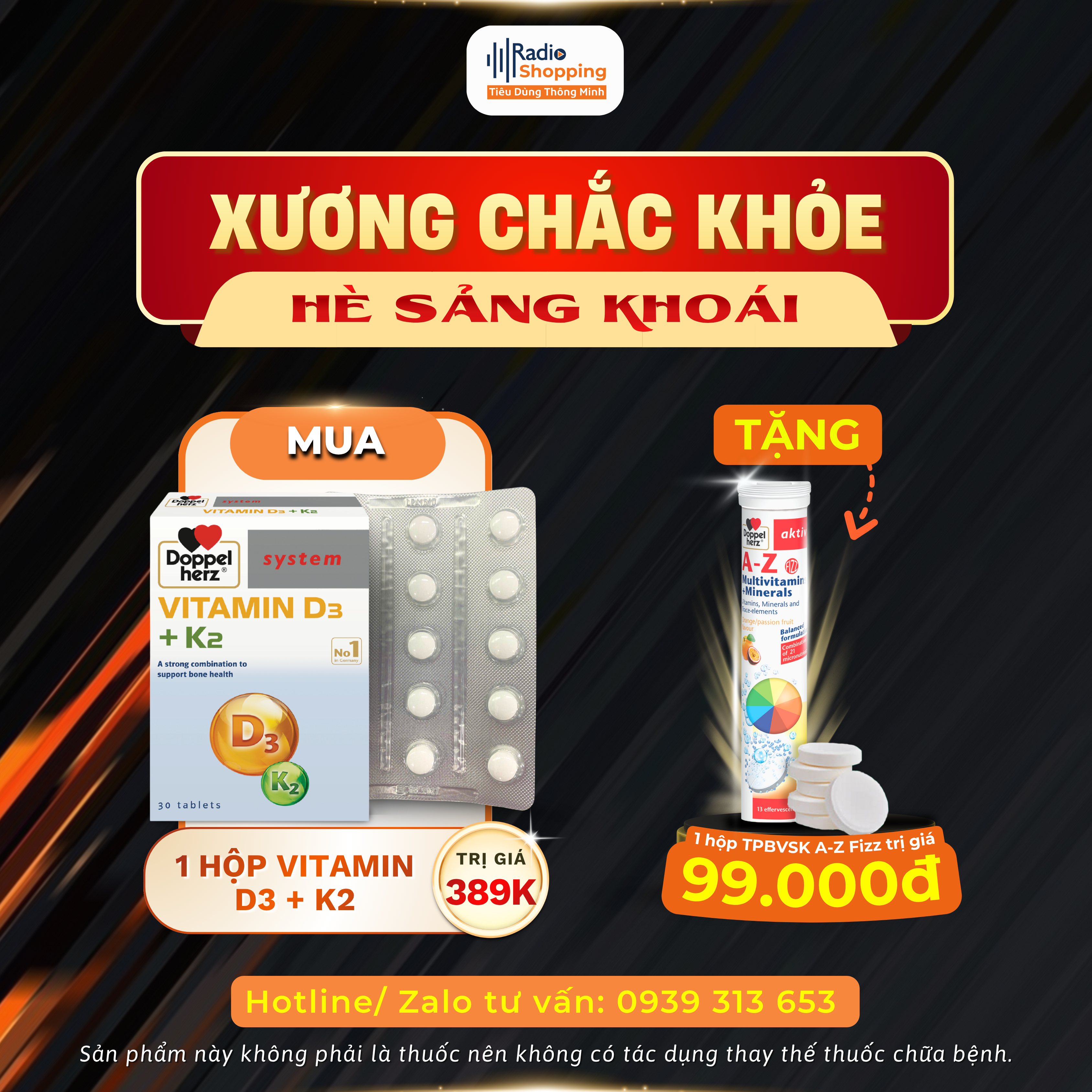 🎁 Chương trình khuyến mãi khi mua sản phẩm TPBVSK Vitamin D3 + K2
